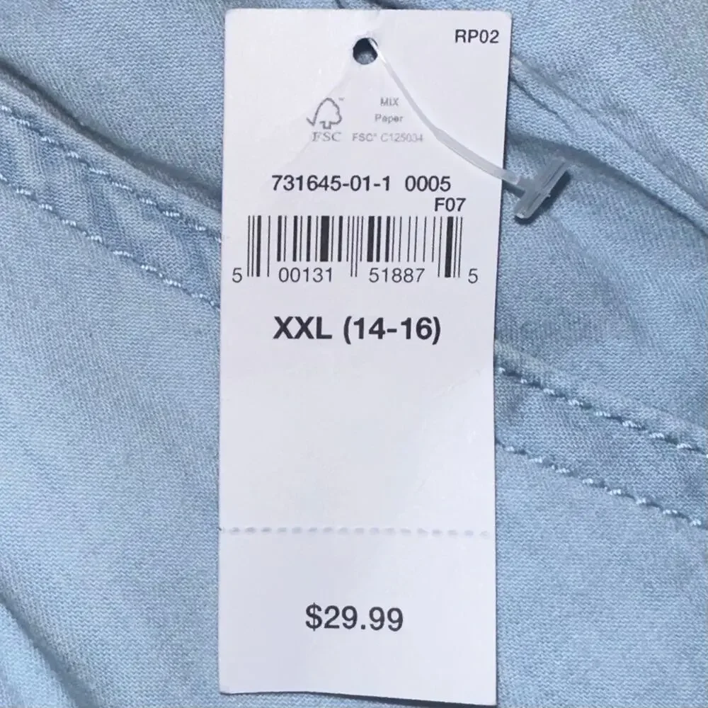 NWT Gap Kids Girls Chambray Light Blue Cotton Pull On Easy Shorts Size XXL 14/16